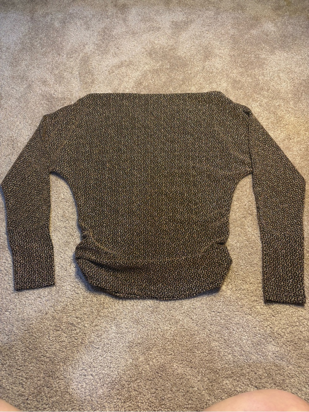 Crewneck Long-Sleeve Sweater in Black and Brown